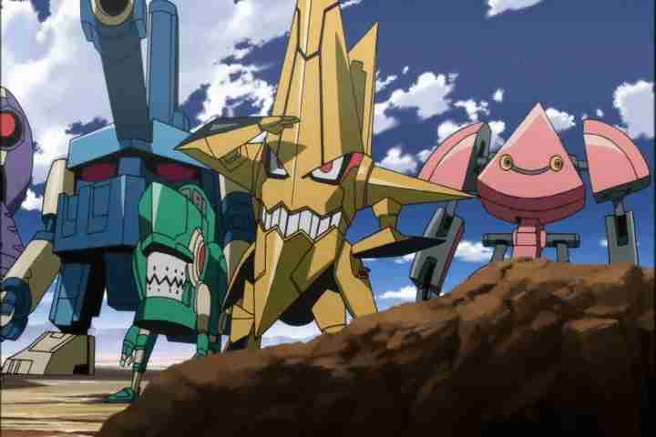 Gurren Lagann’s unique mechs Some mechs from Gurren Laggan
